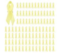 GLOBLELAND 100Pcs Yellow Awareness Ribbon Satin Pins Ribbons with Safety Pins for Women Campaigns Support Groups and Fundraisers Charity Event Survivor Party Favors Supplies