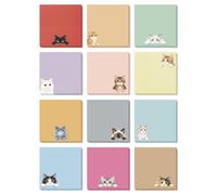 GLOBLELAND 12 Pads 600 Sheets P Boo Cat Sticky Notes Set 7.5x7.5 cm Peeking At Animals Self-Adhesive Memo Pads to Do List Sticky Notes for Journaling Office Planner