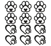 GLOBLELAND 12 Pcs 2 Styles 5.1x4.7~4.3inch Wooden Paw Print Dog Paw Heart Wood Wall Art Room Decor Dog Wall Decor Sign for Living Room Bedroom Bathroom Farmhouse