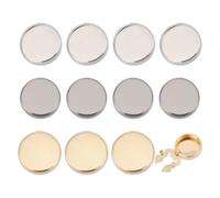 GLOBLELAND 12 Pcs 3 Colors Black Brass Button Covers for Women Men Flat Round Detachable Alloy Cufflinks 0.6x0.6 inch Golden Sliver Sewing Buttons Kit for Shirts Jeans Skirts DIY Craft Decor