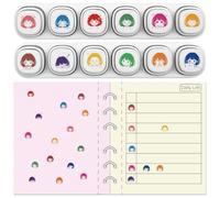 GLOBLELAND 12 Pcs 6-in-1 Cartoon Faces Mini Stamp Set Expressions Assorted Plastic Planner Stamps for Daily Journal to-Do List Scrapbooking and Teacher Grading Supplies