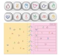 GLOBLELAND 12 Pcs 6-in-1 Gesture Mini Stamp Set Assorted Plastic Planner Stamps for Daily Journal to-Do List Scrapbooking Card Making and Teacher Grading Supplies