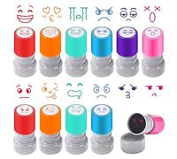 GLOBLELAND 12 Pcs Cute Expressions Teacher Stamp Joy Sorrow Encouraging Motivation Stamps Happiness Sadness Behavior Stamper for Teachers Card Making DIY Embossing Journaling