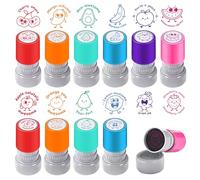 GLOBLELAND 12 Pcs Cute Fruits Teacher Stamp Apples Oranges Encouraging Motivation Stamps Bananas Watermelons Behavior Stamper for Teachers Classroom Office