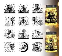 GLOBLELAND 12Pcs Elf Silhouette Window Cutouts (Not Stickers) Plastic Fairy Tale Silhouette Wall Cutouts Paper Decals Lamp Clings Cutouts Decorations Home Decor, Non Self-Adhesive