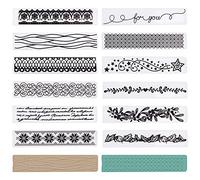 GLOBLELAND 12pcs Rectangle Lace Plastic Embossing Folders Plastic Templates templates Tools for DIY Craft Scrapbooking Photo Album Card Decoration