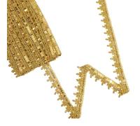 GLOBLELAND 14-15Yards/12.8-13.7M Sequin Sparkle Purl Polyester Ribbon 1inch/2.5cm Wide Beaded Lace Trim Gold Lace Ribbon Applique Sequin Trim Sewing Supplies for Clothing Decorating Gift Wrapping