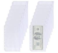 GLOBLELAND 15 Pcs A6 Binder Pockets 6 Holes Clear Zipper Pouch Folders Plastic Binder Storage Bags Budget Envelopes for 6 Ring Notebook Planner Inserts Money Coupon Sticky Notes Organizer