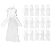 GLOBLELAND 15 Sets Large White Wedding Pew Bows with Long Tulle Tails for Wedding Decor 66.9x2.5 inch Big Bow with Tulle Chair Bows for Birthday Christmas Anniversary