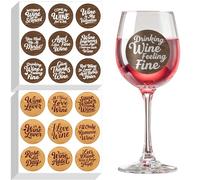 GLOBLELAND 16 Sheets 144 Pcs Funny Wine Words Glass Drink Markers Drink Wine Stickers for Glasses Wood Grain Self-adhesive Wine Stickers for Tasting Party BBQ Wedding