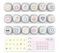 GLOBLELAND 18 Pcs Mini Star Rating Stamps Plastic Trophy Crown Flower Stamp Set for Planner Journaling Scrapbooking Diary Decoration Art Crafts and Party Bag Fillers