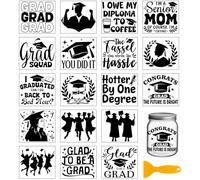 GLOBLELAND 18 Sheets 3.9x3.6inch Graduation Rub on Transfer Graduation Cap Vase Home Decals Graduate Text Words Cup Transfer Stickers for Furniture Vase Glass Art Crafts Decorations