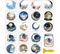 GLOBLELAND 18 Sheets 3.9x3.6inch Magic Moon Rub on Transfer Colorful Flowers Vase Home Decals Plant Flowers Cup Transfer Stickers for Furniture Vase Glass Art Crafts Decorations