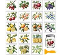 GLOBLELAND 18 Sheets 3.9x3.6inch Vintage Fruit Rub on Transfer Colorful Strawberry Lemon Vase Home Decals Retro Grapes Cup Transfer Stickers for Furniture Vase Glass Art Crafts Decorations