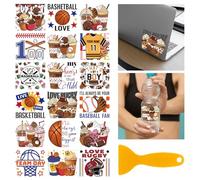 GLOBLELAND 18 Sheets Ball Sports and Drinks Transfer Stickers 3.9x3.6inch Basketball and Baseball Rub on Transfer Decals Stickers for Furniture Vase Glass Mason Jar Decorations Art Crafts