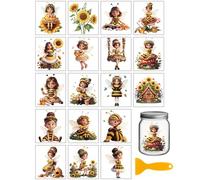 GLOBLELAND 18 Sheets Bee Lady Transfer Stickers 3.9x3.6inch