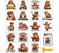 GLOBLELAND 18 Sheets Capybara Transfer Stickers 3.9x3.6 Inch Funny Animals Colorful Transfer Decal Interesting Text Rub on Transfer for Cup Decal Vase Glass Art Crafts Decorations