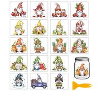 GLOBLELAND 18 Sheets Cartoon Fruit Gnomes Rub on Transfers Sticker for Crafts 3.9x3.6inch Strawberry Fruits UV DTF Cup Wraps Decals Stickers Colorful Dwarf Truck Transfer Decal for Glass Bottle