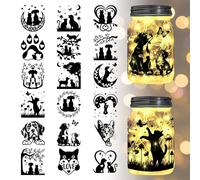 GLOBLELAND 18 Sheets Cat and Dog Transfer Stickers Love Heart Animals Rub on Transfer Decals Stickers Flower Leaf UV Cup Wraps Stickers for Furniture Vase Glass Mason Jars Decorations