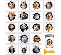 GLOBLELAND 18 Sheets Colorful Cave Breaking Animals Rub on Transfers for Vase Crafts 3.9x3.6inch Wall UV DTF Cup Wraps Decals Funny Animals Transfer Stickers for Furniture Glass Bottle Decorations