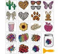 GLOBLELAND 18 Sheets Colorful Daily Plants and Animals Rub on Transfer for Glass Bottle UV DTF Cup Wraps Leopard Zebra Tiger Print Decals Stickers Transfer Stickers Home Decals for Vase Porcelain