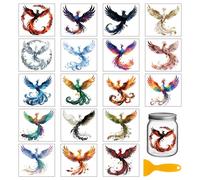 GLOBLELAND 18 Sheets Colorful Magical Phoenix Transfer Sticker for Cup Crafts 3.9x3.6 inch Magic Firebird Decal Stickers Fenghuang Birds Rub on Transfers for Bottle Vase Glass Furniture Decor