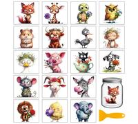 GLOBLELAND 18 Sheets Crazy Animals Rub on Transfers Fox Giraffe Flower Transfer Stickers Decals Watercolor Animals Floral Cup Stickers Decals for Furniture Vase Glass Bottle Table Decor