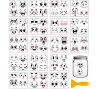 GLOBLELAND 18 Sheets Cute Expressions Transfer Sticker for Cup Crafts 3.9x3.6 inch Smile Face Decal Stickers Happy Angry Sad Face Rub on Transfer for Daily Bottle Vase Glass Furniture Decor