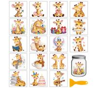 GLOBLELAND 18 Sheets Cute Giraffe Rub on Transfers Flower Hot Air Ballon Transfer Stickers Decals Watercolor Animals Book Cup Stickers Decals for Furniture Vase Glass Bottle Table Decor