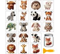 GLOBLELAND 18 Sheets Cute Plush Animals Rub on Transfer 3.9x3.6 inch | Stuffed Animals Colorful Decals Transfer Sticker For Crafts Bottle Glass Cup Vase Decor