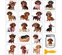 GLOBLELAND 18 Sheets Dachshund Rub on Transfer 3.9x3.6inch Colorful Animal Vase Home Decals Dog Cup Transfer Stickers for Furniture Vase Glass Art Crafts Decorations