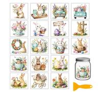 GLOBLELAND 18 Sheets Easter Rabbits Transfer Stickers 3.9x3.6 inch Spring Flowers Truck Transfer Decal Stickers Happy Easter Eggs Rub on Transfer for Furniture Vase Glass Art Crafts Decorations
