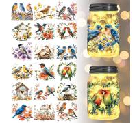 GLOBLELAND 18 Sheets Flowers and Bird Transfer Stickers 3.9x3.6inch Hummingbird Branch Decals Stickers Wreath Rub on Transfer for Furniture Vase Glass Mason Jars Decorations Art Crafts