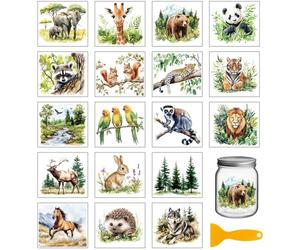 GLOBLELAND 18 Sheets Forest Animals Rub on Transfer 3.9x3.6 inch | Colorful Panda Tiger Lion Giraffe Transfer Stickers Rabbit Bear UV Cup Wraps for Furniture Vase Glass Art Crafts