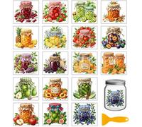 GLOBLELAND 18 Sheets Fresh Fruits Transfer Sticker for Cup Crafts 3.9x3.6 inch Strawberry Blueberry Fruit Cans Decal Stickers Apricot Lemons Jams Rub on Transfers for Bottle Vase Glass Furniture Decor