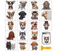 GLOBLELAND 18 Sheets Funny Angry Puppy Transfer Stickers 3.9x3.6 Inch Cute Dog Colorful Transfer Decal Funny Animals Rub on Transfer for Cup Decal Vase Glass Art Crafts Decorations