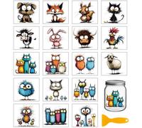 GLOBLELAND 18 Sheets Funny Animals Rub on Transfer 3.9x3.6 inch | Dog Fox Transfer Sticker Cow Rabbit Highland Cow Rub On Foil Sticker Aesthetic For Furniture Glass Wood DIY