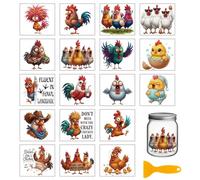 GLOBLELAND 18 Sheets Funny Chicken Transfer Stickers 3.9x3.6inch Colorful Funny Cartoon Chicken Animals Transfer Decal Rub on Transfer for Cup Decal Vase Glass Art Crafts Decorations