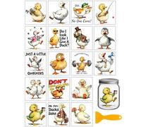 GLOBLELAND 18 Sheets Interesting Duck Transfer Stickers 3.9x3.6inch Colorful Funny Cartoon Duck Animals Transfer Decal Rub on Transfer for Cup Decal Vase Glass Art Crafts Decorations