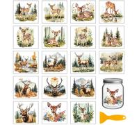 GLOBLELAND 18 Sheets Nature Sika Deers Rub on Transfers Forest Animals Waterproof UV DTF Cup Wraps Milu Deers Decals Stickers for Water Glass Bottle Vase Crafts
