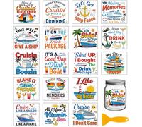 GLOBLELAND 18 Sheets Summer Cruise Ships Transfer Sticker 3.9x3.6 inch Colorful