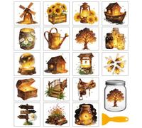 GLOBLELAND 18 Sheets Summer Firefly Rub on Transfer 3.9x3.6inch Colorful Sunflowers Vase Home Decals House Cup Transfer Stickers for Furniture Vase Glass Art Crafts Decorations