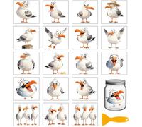 GLOBLELAND 18 Sheets Summer Interesting Seagulls Rub on Transfer 3.9x3.6 inch Colorful Cartoon Animals Vase Home Decals Transfer Stickers for Furniture Vase Glass Art Crafts Decorations