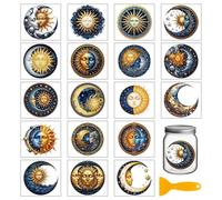 GLOBLELAND 18 Sheets Sun Moon Magic Transfer Stickers 3.9x3.6 Inch Moon Phase Colorful Transfer Decal Magic Rub on Transfer for Cup Decal Vase Glass Art Crafts Decorations