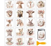 GLOBLELAND 18 Sheets Vintage Animals Rub on Transfers for Crafts | 3.9x3.6 inch Flowers UV DTF Cup Wraps Decals Forest Animals Transfer Stickers for Furniture Glass Bottle Decorations