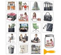 GLOBLELAND 18 Sheets Vintage City Office Lady Rub on Transfers Sticker for Crafts 3.9x3.6inch Working Lady UV DTF Cup Wraps Decals Stickers Business Desk Sofa Transfer Decal for Glass Bottle Decors