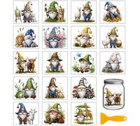 GLOBLELAND 18 Sheets Vintage Gnomes Animals Rub on Transfers Sticker for Crafts 3.9x3.6inch Giraffes Flamingos UV DTF Cup Wraps Decals Stickers Animals Dwarf Transfer Decal for Glass Bottle Decors