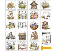 GLOBLELAND 18 Sheets Vintage Pharmacist Transfer Stickers 3.9x3.6inch Colorful Book Potion Magic Transfer Decal Rub on Transfer for Cup Decal Vase Glass Art Crafts Decorations