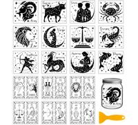 GLOBLELAND 18 Sheets Vintage Zodiac Signs Rub on Transfers Sticker for Crafts 3.9x3.6inch Constellation Silhouettes UV DTF Cup Decals Stickers Divination Cards Transfer Decal for Glass Bottle Decors
