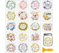 GLOBLELAND 18 Sheets Wreath Bible Rub on Transfer 3.9x3.6inch Colorful Peony Daisy Rose Vase Home Decals Flowers Cup Transfer Stickers for Furniture Vase Glass Art Crafts Decorations